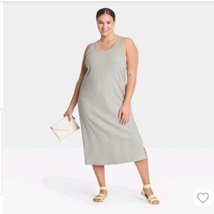 Ribbed Gray Midi Dress